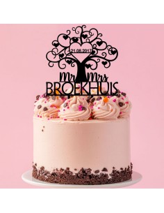 Taarttopper op Maat: Love Tree met Naam en Datum