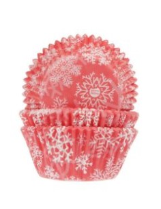 House of Marie Baking Cups Sneeuwkristal Rood -48st-