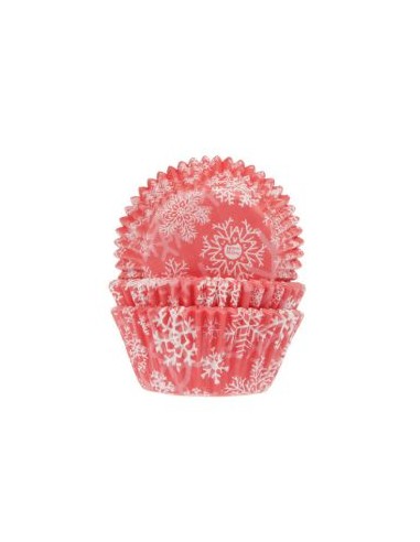 House of Marie Baking Cups Sneeuwkristal Rood -48st-