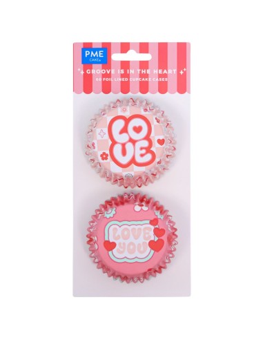 PME Folie Baking Cups Groove in the Heart -60st- 