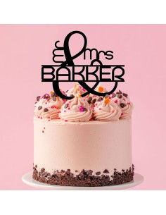 Taarttopper op Maat: Mr & Mrs Modern met Naam