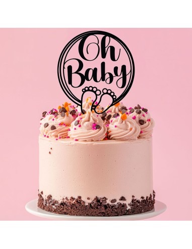 Taarttopper op Maat: Oh Baby Rond met Voetjes