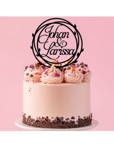 Taarttopper op Maat: Rond met Blad & Namen