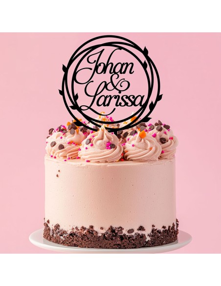 Taarttopper op Maat: Rond met Blad & Namen