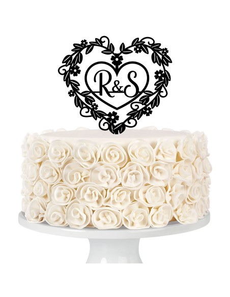 Taarttopper op Maat: Bloemenhart met Voorletters