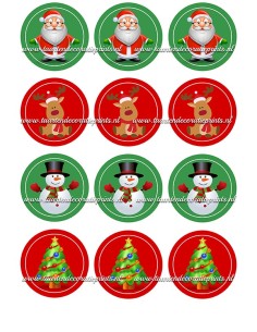 Eetbare Print Kerst - Cupcakes - 6cm