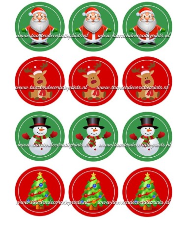 Eetbare Print Kerst - Cupcakes - 6cm