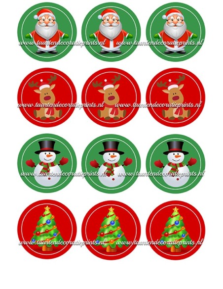 Eetbare Print Kerst - Cupcakes - 6cm