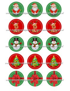 Eetbare Print Kerst - Cupcakes - 5cm