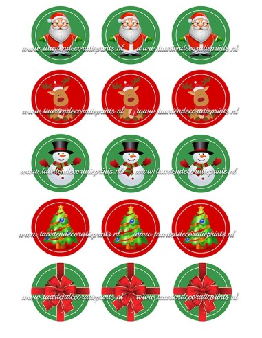 Eetbare Print Kerst - Cupcakes - 5cm