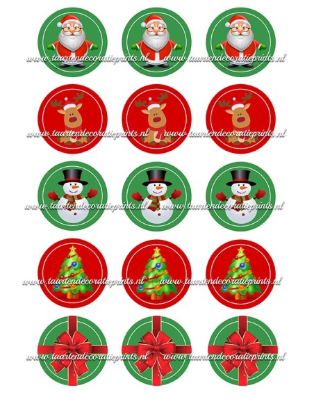 Eetbare Print Kerst - Cupcakes - 5cm