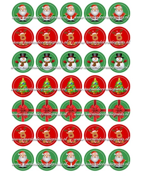 Eetbare Print Kerst - Cupcakes - 3,5cm