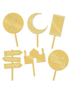 Cupcaketoppers op Maat: Umrah Mubarak Set -6st-