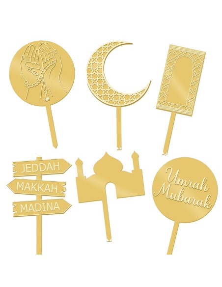 Cupcaketoppers op Maat: Umrah Mubarak Set -6st-