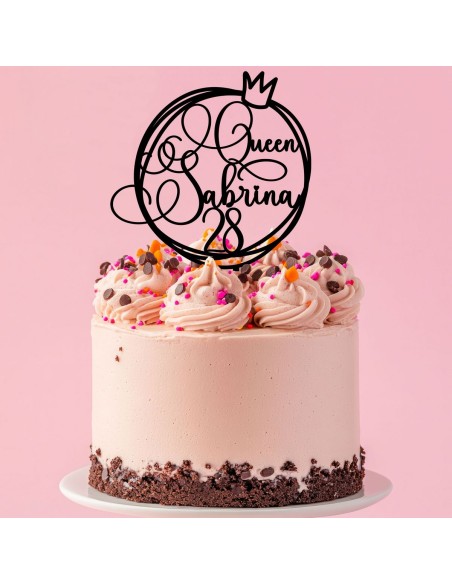 Taarttopper op Maat: Queen met Naam en Leeftijd