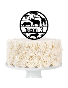 Taarttopper op Maat: Wilde Dieren Rond met Naam 2