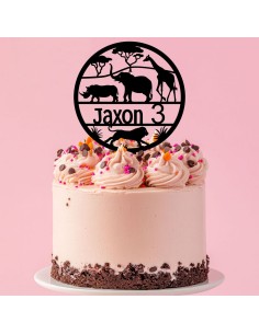 Taarttopper op Maat: Wilde Dieren Rond met Naam