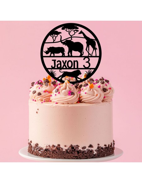 Taarttopper op Maat: Wilde Dieren Rond met Naam