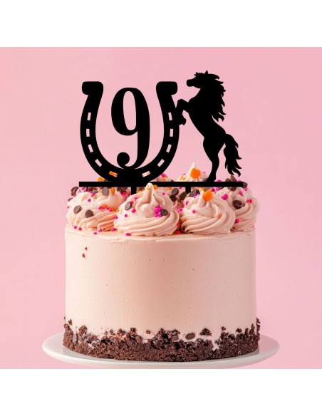 Taarttopper op Maat: Paard en Hoefijzer met Leeftijd