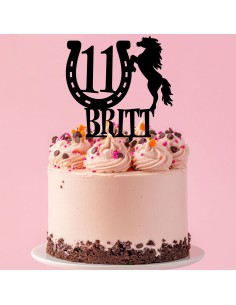 Taarttopper op Maat: Paard en Hoefijzer met Naam en Leeftijd