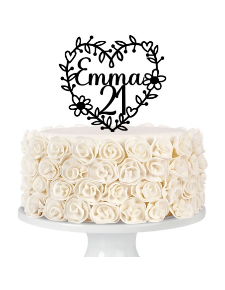 Taarttopper op Maat: Bloemenhart met Naam en Datum