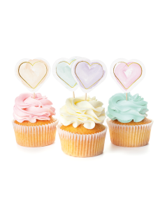 Cupcake Toppers Hart Watercolours -12st-
