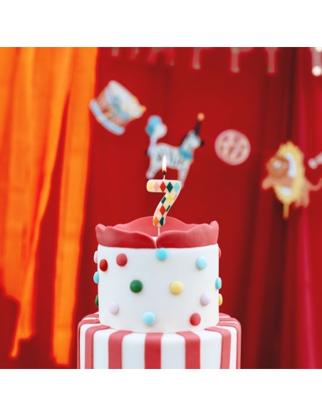 PartyDeco Kaars Ruit Nummer 7 //