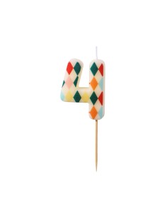 PartyDeco Kaars Ruit Nummer 4 //