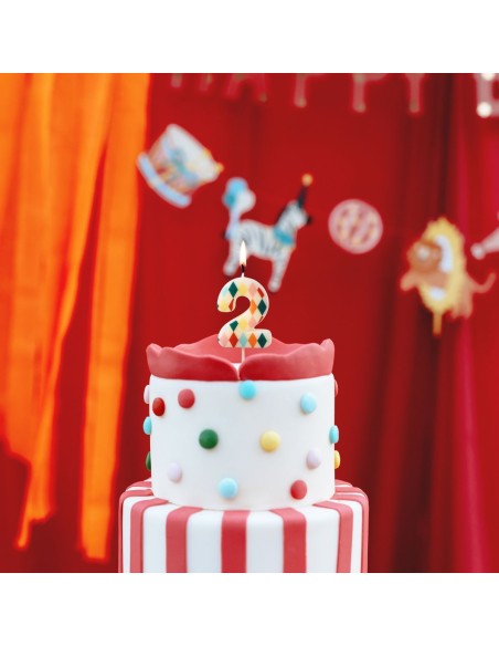 PartyDeco Kaars Ruit Nummer 2 //