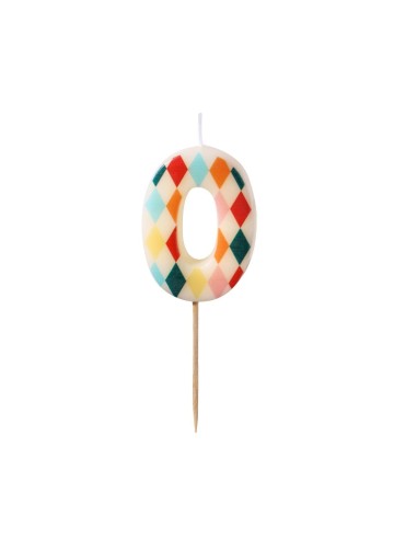 PartyDeco Kaars Ruit Nummer 0 //