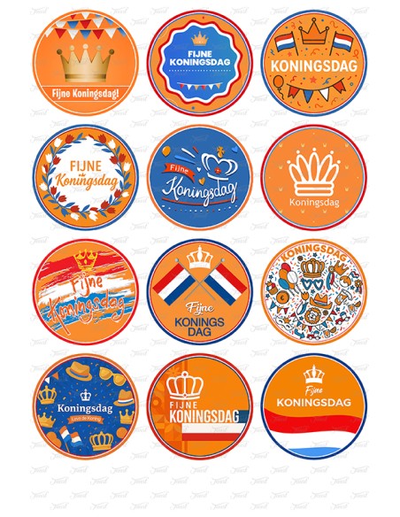 Eetbare Print Koningsdag Cupcakes - 6cm