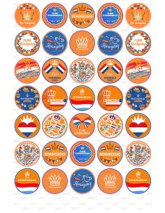 Eetbare Print Koningsdag Mini Cupcakes - 3,5cm