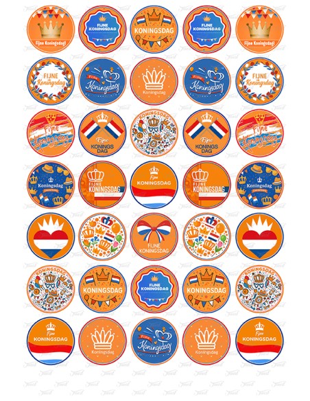 Eetbare Print Koningsdag Mini Cupcakes - 3,5cm