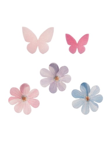 Dekora Ouwel Bloemen & Vlinders Pastel Mix -8st-