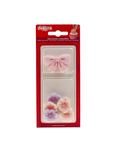 Dekora Suikerbloemen & Strikjes Pastel Roze -10st-