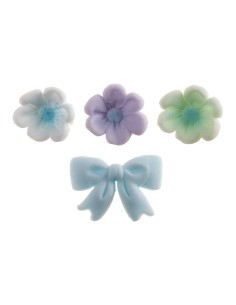 Dekora Suikerbloemen & Strikjes Pastel Blauw -10st