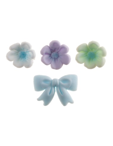 Dekora Suikerbloemen & Strikjes Pastel Blauw -10st