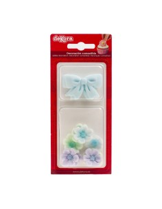 Dekora Suikerbloemen & Strikjes Pastel Blauw -10st 2