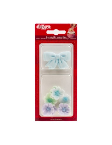 Dekora Suikerbloemen & Strikjes Pastel Blauw -10st