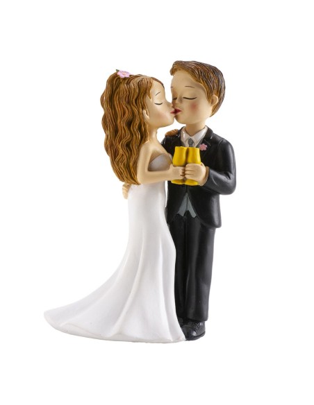 Dekora Bruidspaar Bruidegom met Glas en Kus -16cm-