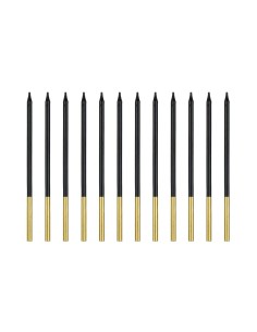 PartyDeco Verjaardag Kaarsen Zwart/Goud -12st-