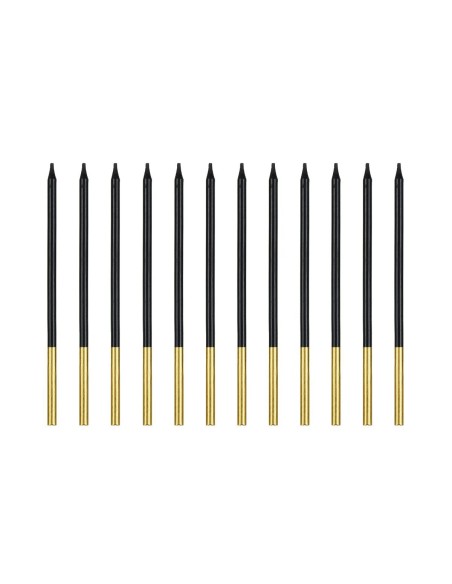 PartyDeco Verjaardag Kaarsen Zwart/Goud -12st-