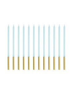 PartyDeco Verjaardag Kaarsen Blauw/Goud -12st-