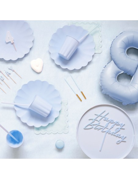 PartyDeco Verjaardag Kaarsen Blauw/Goud -12st-