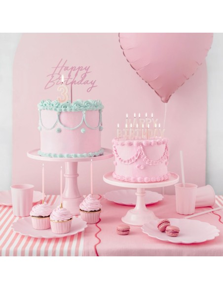 PartyDeco Verjaardag Kaarsen Roze/Goud -12st-