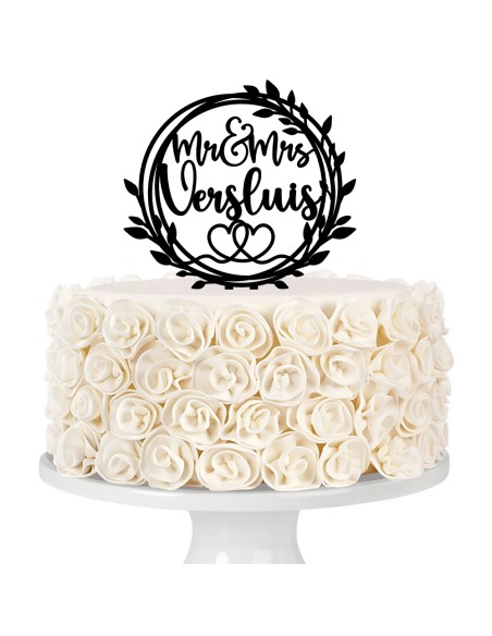 Taarttopper op Maat: Mr & Mrs Rond met Blad en Naam