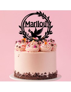 Taarttopper op Maat: Rond met Duif en Naam