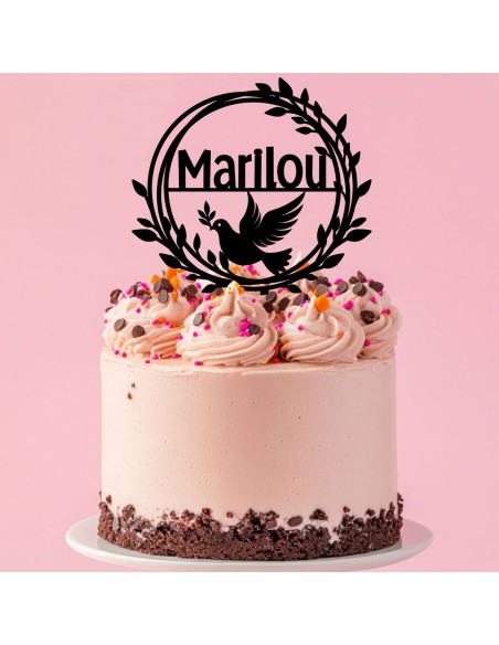 Taarttopper op Maat: Rond met Duif en Naam