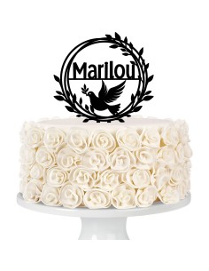 Taarttopper op Maat: Rond met Duif en Naam 2