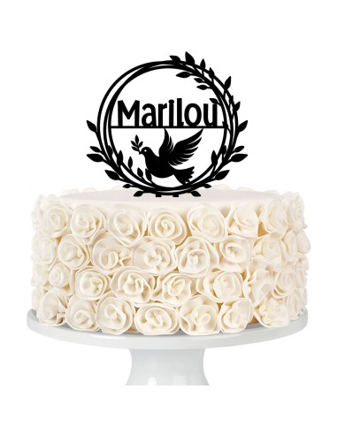 Taarttopper op Maat: Rond met Duif en Naam